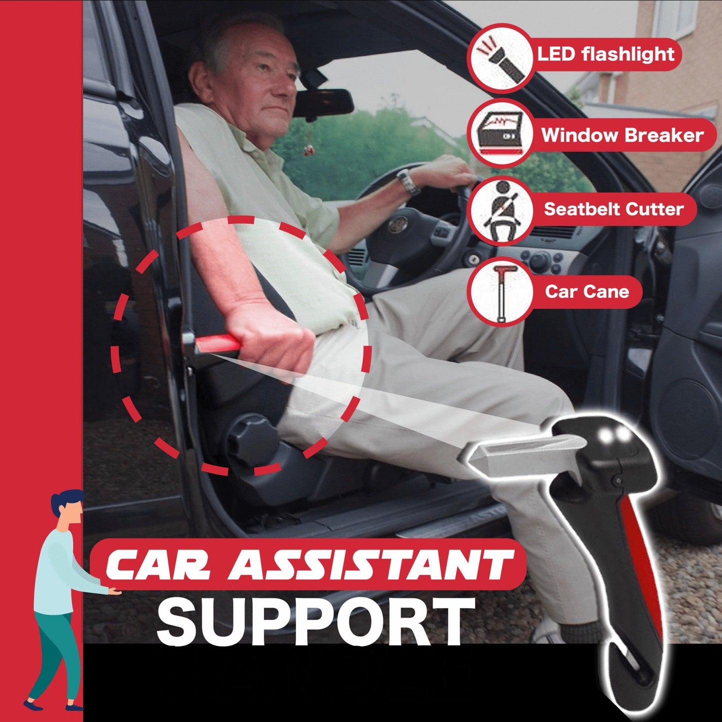 Car Cane™ Poignée de soutien à la mobilité